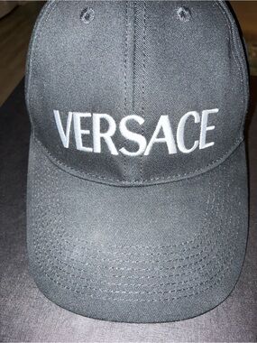 Versace Black Cap with White Logo Embroidery